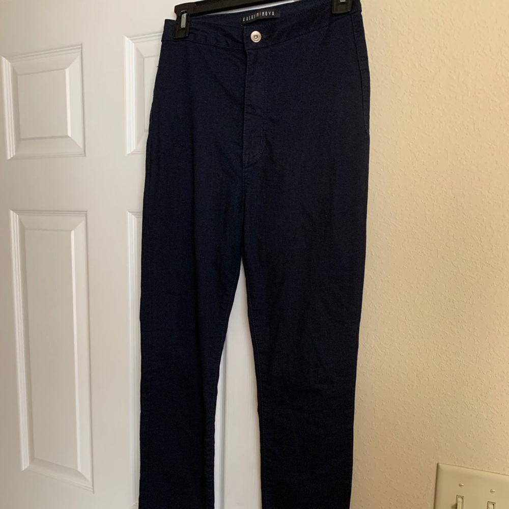fashion nova navy blue high waisted pants